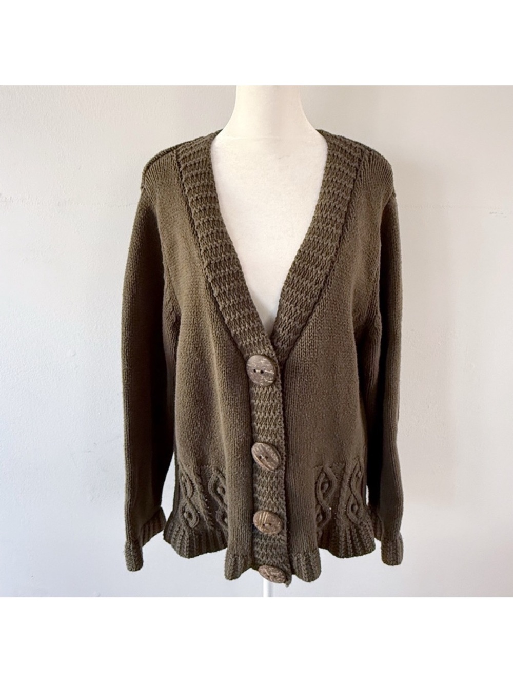 Katie Todd Women Cable Knit Cardigan Medium Artsy Indie Crunchy Granola Woodland
